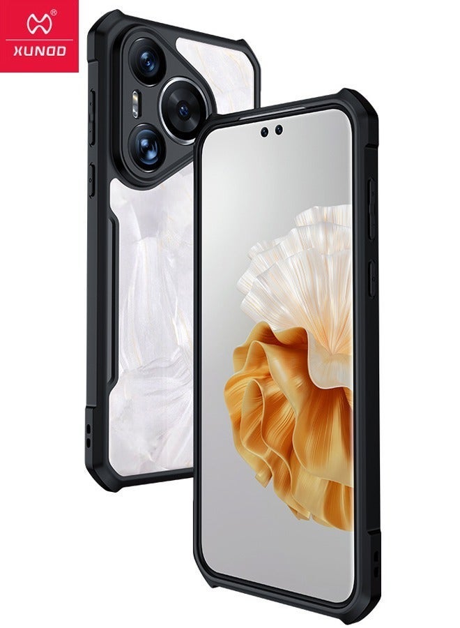 إكسوند حافظة هواوي Pura 70 مع حبل، لوحة خلفية من الأكريليك الشفاف + غطاء إطار ناعم أسود من مادة TPU، حافظة معتمدة مقاومة للسقوط من الدرجة العسكرية SGS، غطاء خلفي فائق مضاد للسقوط لهاتف هواوي P70، شفاف/أسود - Image 2